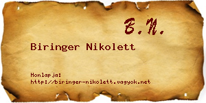 Biringer Nikolett névjegykártya